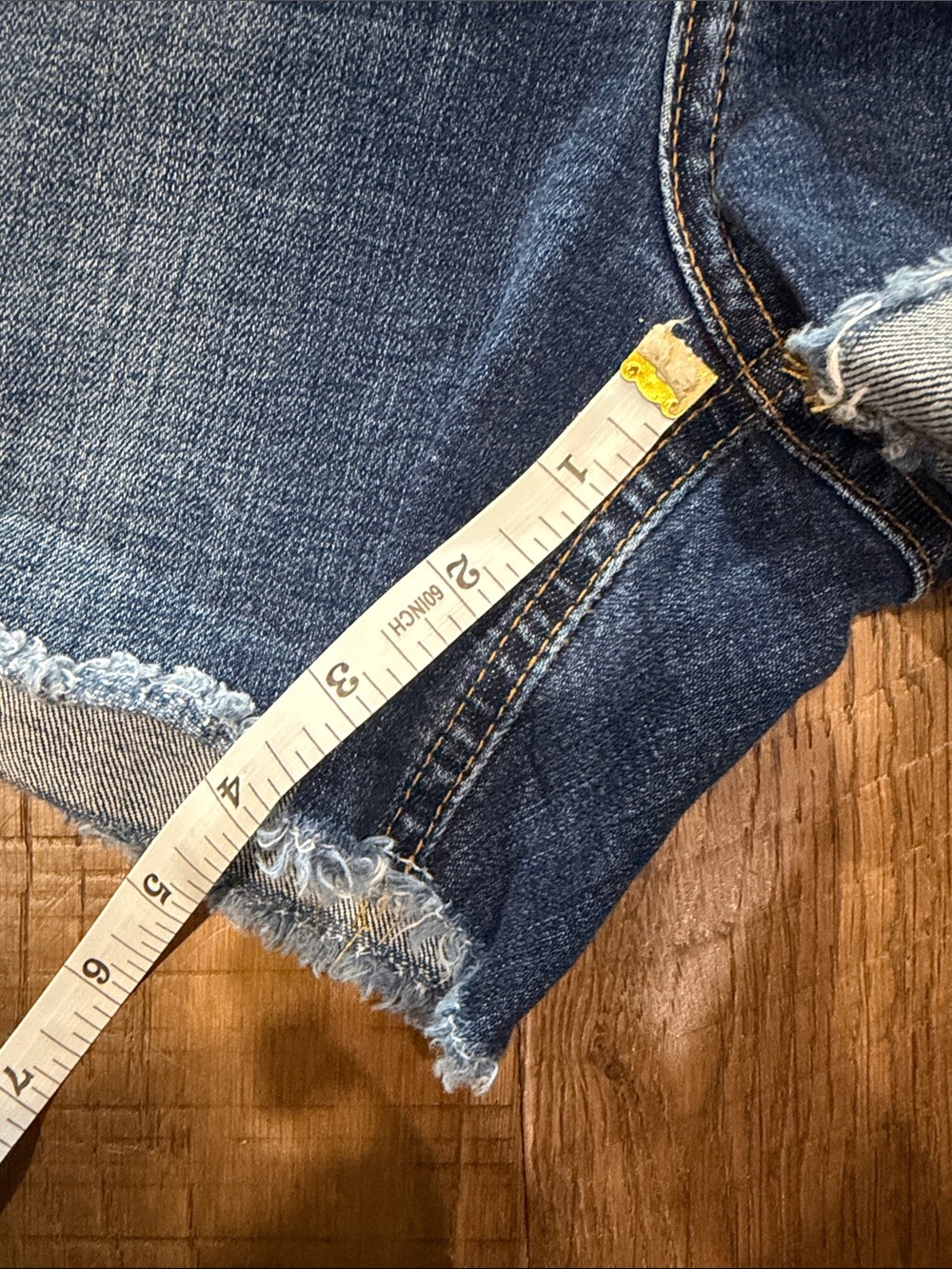 Just Black Indigo Distressed Roll-Cuff Denim Shorts - Picture 6 of 9